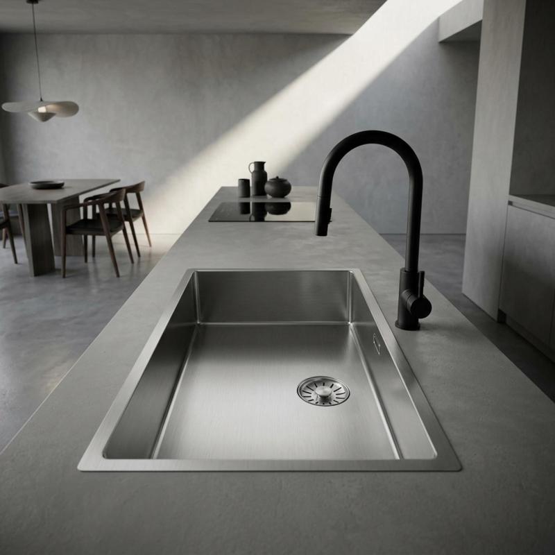 Pure.Sink Comfort grote RVS spoelbak 70x40 cm 10mm radius onderbouw, vlakinbouw en opbouw PCM7040-02