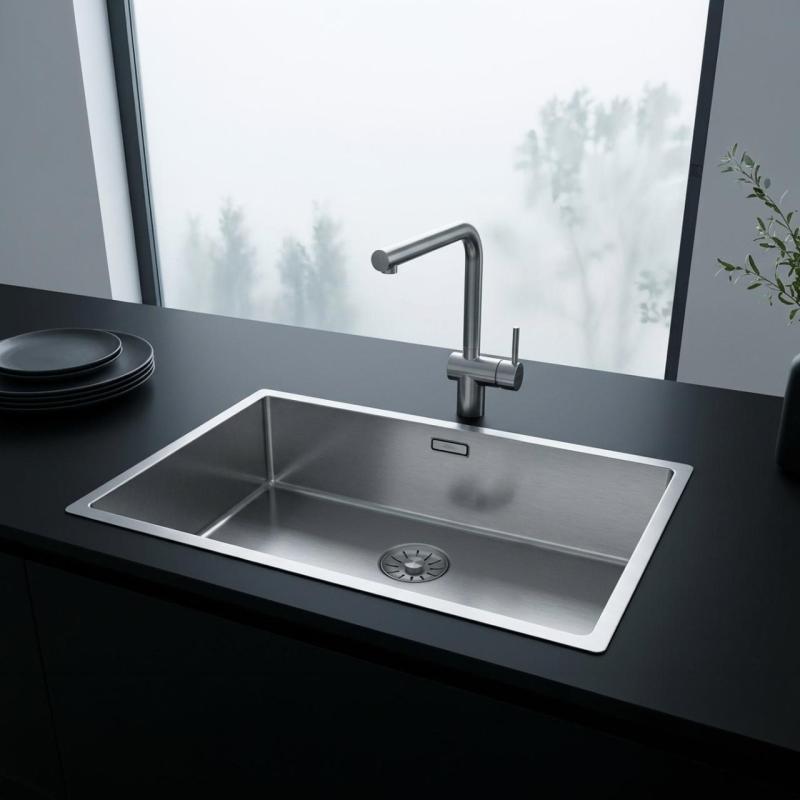 Pure.Sink Comfort grote RVS spoelbak 70x40 cm 10mm radius onderbouw, vlakinbouw en opbouw PCM7040-02