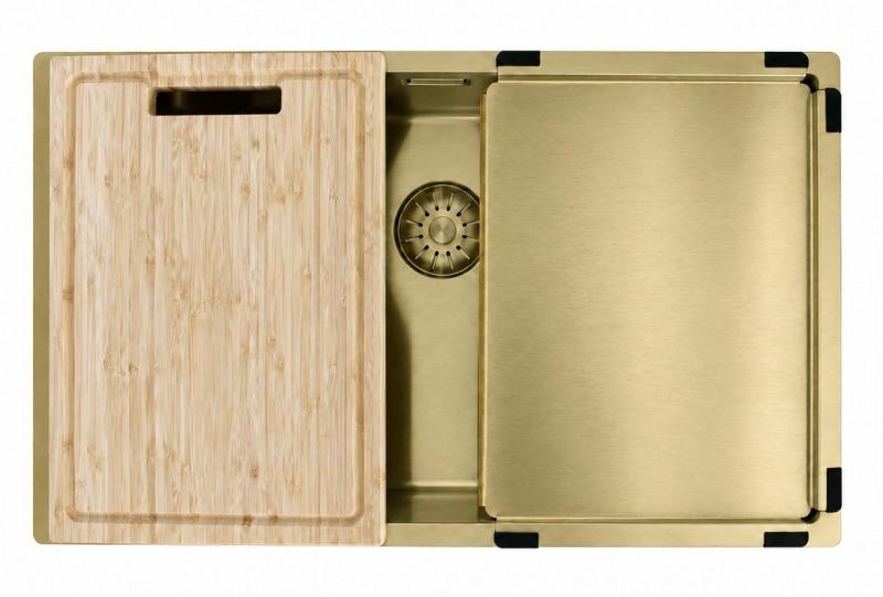 Pure.Sink Comfort grote PVD Gouden spoelbak 70x40 cm 10mm radius onderbouw, vlakinbouw en opbouw  PCM7040-60