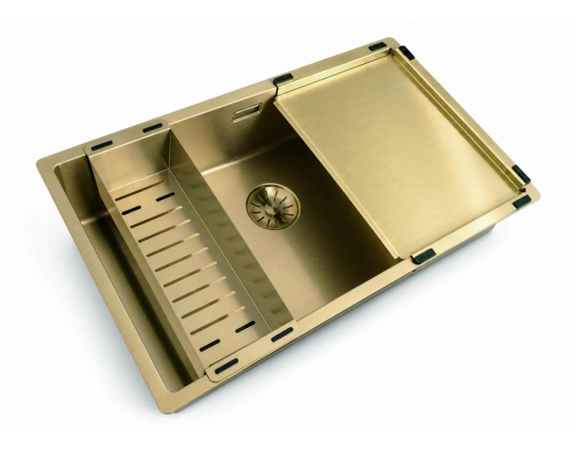 Pure.Sink Comfort grote PVD Gouden spoelbak 70x40 cm 10mm radius onderbouw, vlakinbouw en opbouw  PCM7040-60