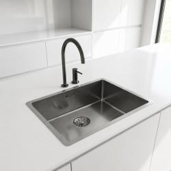 Pure.Sink Comfort Veľký drez s povrchovou úpravou PVD v odtieni Gun Metal, rozmery 70 x 40 cm, polomer 10 mm, na montáž pod dosku, do dosky a na dosku, PCM7040-61