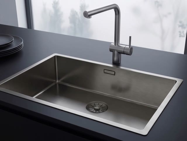 Pure.Sink Comfort grote PVD Gun metal spoelbak 70x40 cm 10mm radius onderbouw, vlakinbouw en opbouw PCM7040-61