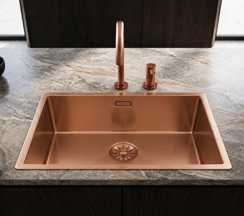 Pure.Sink Comfort grote PVD Rosé Koper spoelbak 70x40 cm 10mm radius onderbouw, vlakbouw en opbouw PCM7040-62