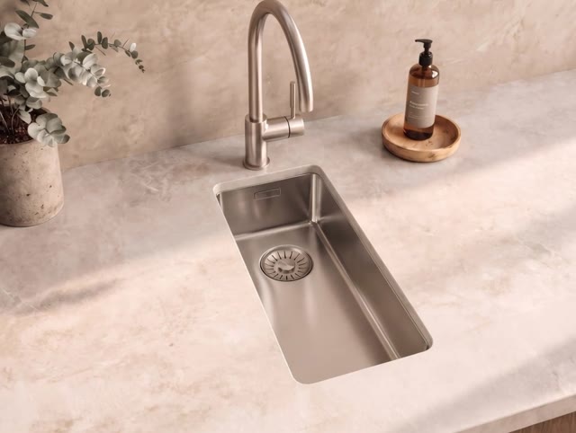 Pure.Sink Comfort kleine RVS spoelbak 18x40 cm onderbouw, vlakinbouw en opbouw PCM1840-02