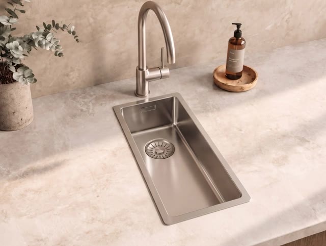 Pure.Sink Comfort kleine RVS spoelbak 18x40 cm onderbouw, vlakinbouw en opbouw PCM1840-02