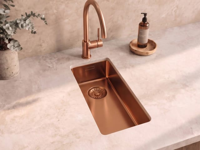 Pure.Sink Comfort kleine PVD Rosé Koper spoelbak 18x40 cm onderbouw, vlakbouw en opbouw PCM1840-62