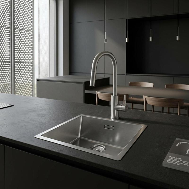 Pure.Sink Comfort Speciale 35cm korte RVS spoelbak 40x35 cm ruimte besparend PCM4035-02