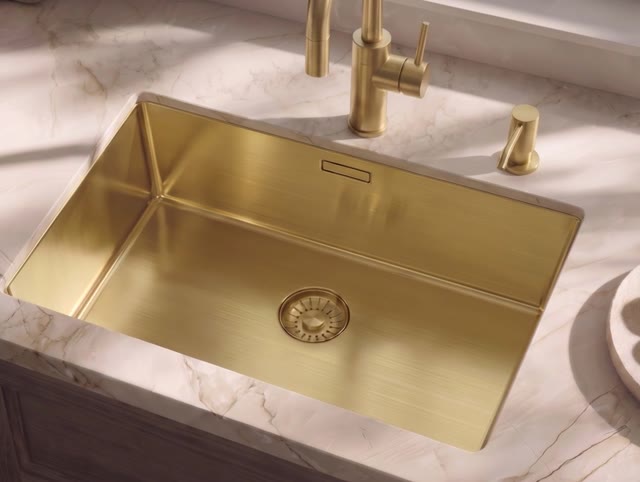 Pure.Sink Comfort Speciale 35cm korte PVD Gouden spoelbak 50x35 cm ruimte besparende PCM5035-60