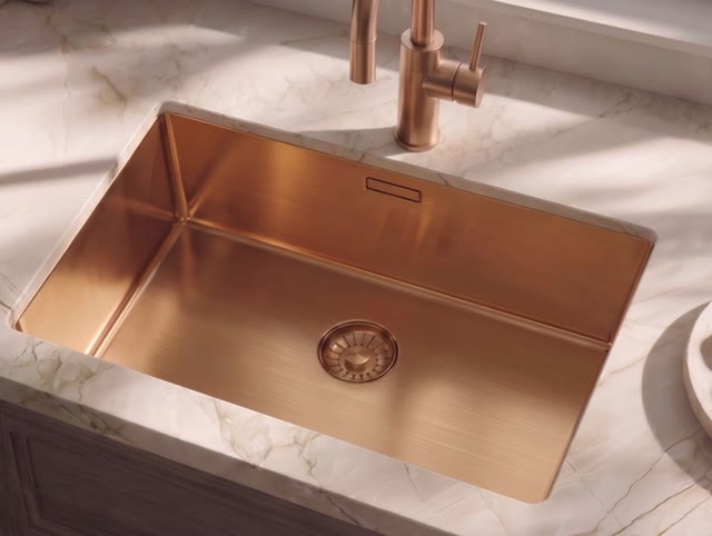 Pure.Sink Comfort Speciale 35cm korte PVD Rosé Koper spoelbak 50x35 cm ruimte besparend PCM5035-62