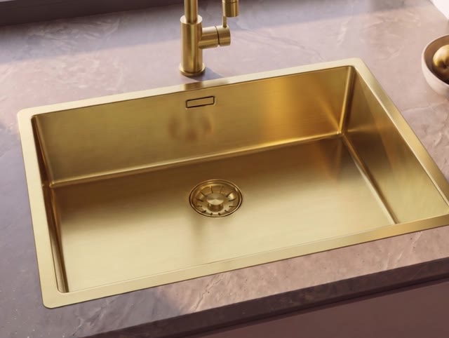 Pure.Sink Comfort PVD Gouden spoelbak 55x40 cm onderbouw, vlakbouw en opbouw PCM5540-60