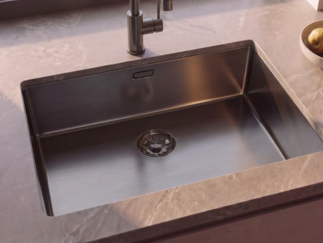 Pure.Sink Comfort PVD Gun metal spoelbak 55x40 cm onderbouw, vlakbouw en opbouw PCM5540-61
