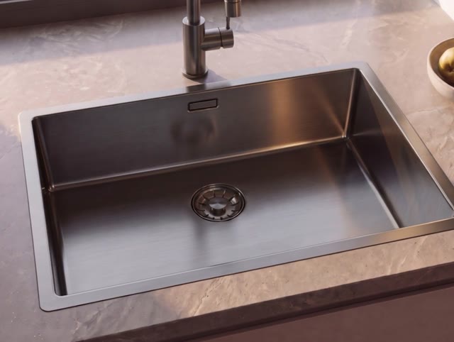 Pure.Sink Comfort PVD Gun metal spoelbak 55x40 cm onderbouw, vlakbouw en opbouw PCM5540-61