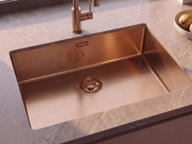 Pure.Sink Comfort PVD Rosé Koper spoelbak 55x40 cm onderbouw, vlakbouw en opbouw PCM5540-62
