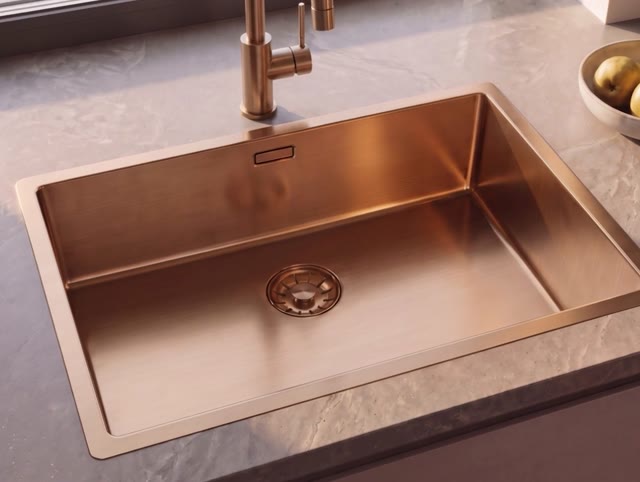 Pure.Sink Comfort PVD Rosé Koper spoelbak 55x40 cm onderbouw, vlakbouw en opbouw PCM5540-62