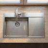 Pure.Sink Comfort Stainless steel sink with drainer, 86x52 cm, left-side faucet wing, PCM5086LT-02