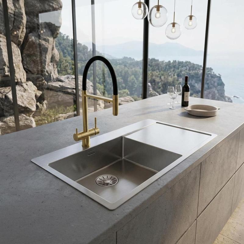 Pure.Sink Comfort RVS spoelbak met afdruipgedeelte 86x52 cm Tapwing links PCM5086LT-02