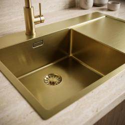 Pure.Sink Comfort PVD Gouden spoelbak met afdruipgedeelte 86x52 cm Tapwing links PCM5086LT-60