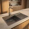 Pure.Sink Comfort PVD Gun Metal sink with drainer, 86x52 cm, left-side faucet wing, PCM5086LT-61