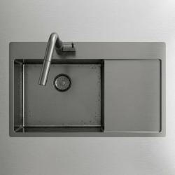Pure.Sink Comfort PVD Gun Metal spoelbak met afdruipgedeelte 86x52 cm Tapwing links PCM5086LT-61