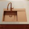 Pure.Sink Comfort PVD rose copper sink with drainer, 86x52 cm, left-side faucet spout, PCM5086LT-62