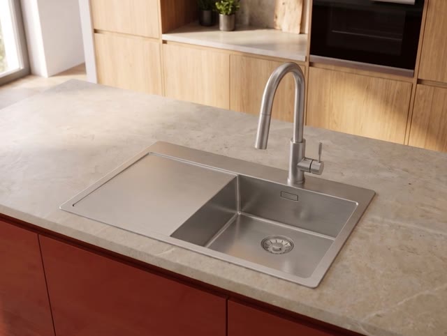 Pure.Sink Comfort RVS spoelbak met afdruipgedeelte 86x52 cm Tapwing rechts PCM5086RT-02