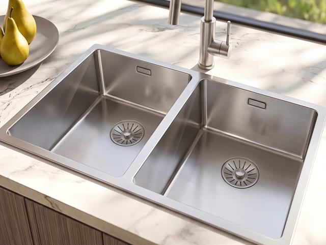 Pure.Sink Comfort Dubbele RVS spoelbak 74x40 cm onderbouw, vlakbouw en opbouw PCM343440-02
