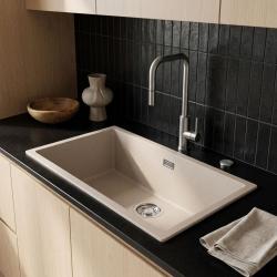 Pure.Sink Eternal Νιπτήρας Quartz Coffee cream 70x40 εκ. για εντοιχισμένη και επιτοίχια εγκατάσταση με αυτόματο πώμα από ανοξείδωτο χάλυβα