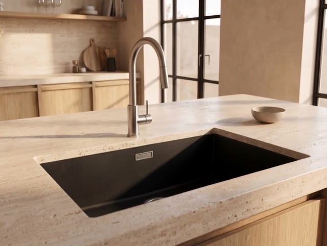 Pure.Sink Eternal Quartz Zwarte Spoelbak 70x40 cm Onderbouw en Opbouw met RVS plug