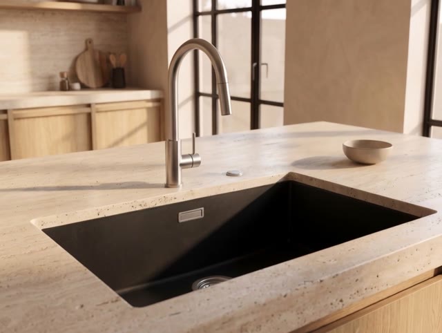 Pure.Sink Eternal Quartz Zwarte Spoelbak 70x40 cm Vlakinbouw en Onderbouw met Automatische RVS plug