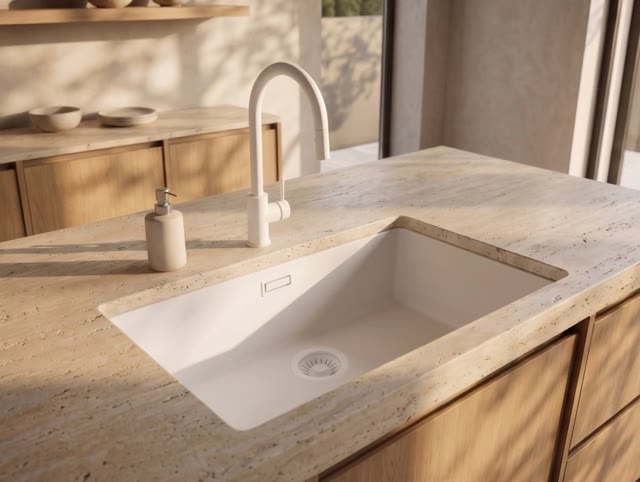 Pure.Sink Eternal Quartz Witte Spoelbak 70x40 cm Vlakinbouw en Onderbouw met Witte plug