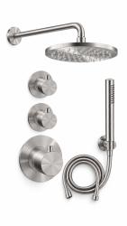 Aquanello Eterna RVS Inbouw Thermostatische Doucheset met 2 Stopkranen, 20 cm Hoofddouche en Handdouche ET-S-SET1-1-02