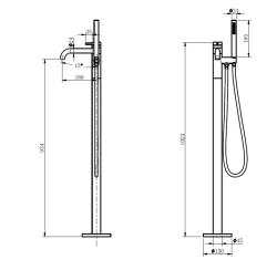 Aquanello Eterna Vrijstaande Badkraan met Handdouche volledig RVS ET3000-02