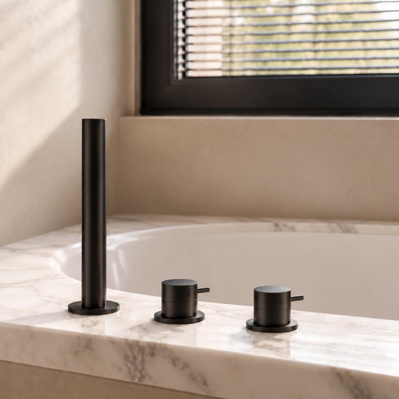 Aquanello Eterna 3-Hole Bathtub Faucet with Hand Shower Matte Black ET3100-10