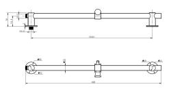 Aquanello Eterna Glijstang met Wateraansluiting 620 mm volledig RVS ET2710-02