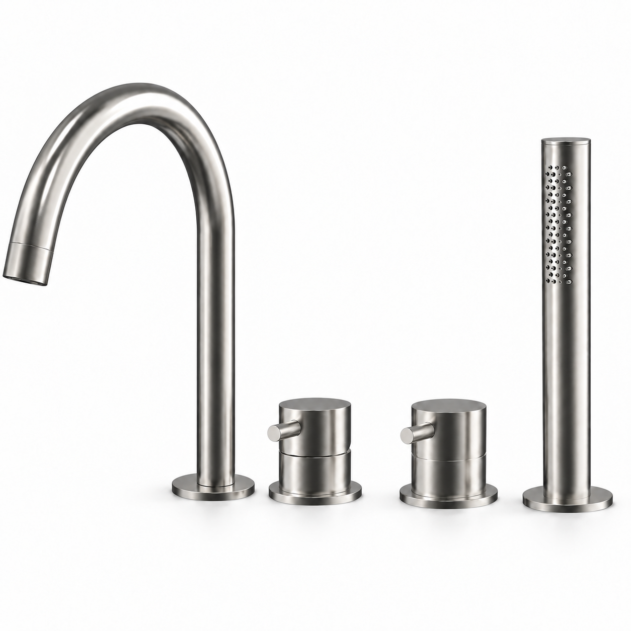 Aquanello Eterna 4-Hole Stainless Steel Bathtub Faucet with Hand Shower ET-B-SET5-1-02