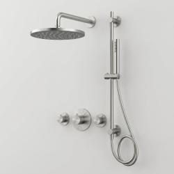 Aquanello Eterna Nerezová termostatická sprchová souprava pro zapuštěnou montáž se 2 uzavíracími ventily dešťovou sprchou 20 cm a sprchovou tyčí s ruční sprchou ET-S-SET1-7-02