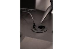 Furniture socket RONDO, 1xSHUKO, 1xUSB-A, 2xUSB-C, HDMI, RJ45 cable 1.5 m, black