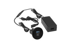 SLOT USB A+C socket charger 24W with power supply, black