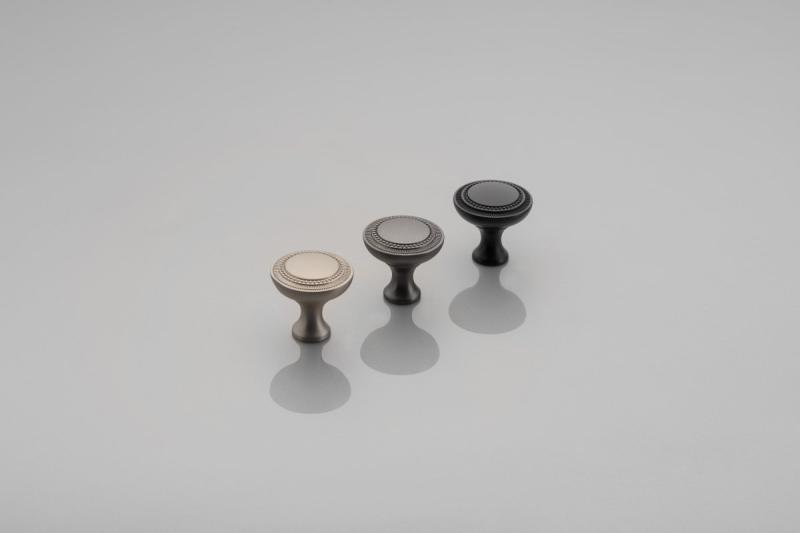 Aluminium knop IMPERIA, geborsteld titanium - Set van 9