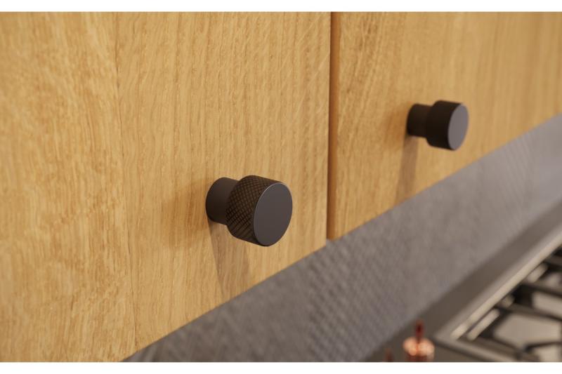 Aluminium knop STRUCTURE matzwart - Set van 8