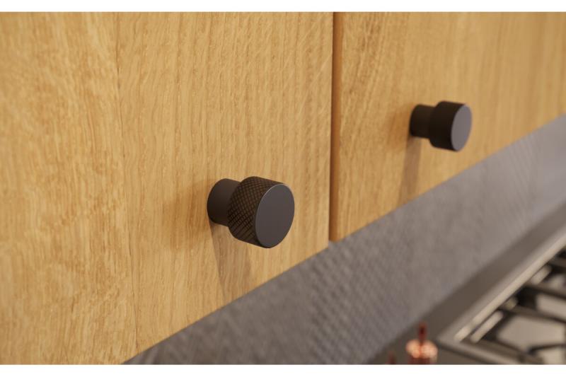 Aluminium knop STRUCTURE matzwart - Set van 8