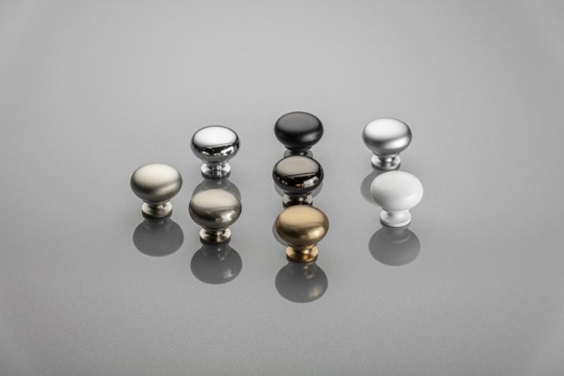 Stalen knop BERGAMO aluminium - Set van 11