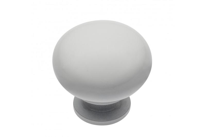 Stalen knop BERGAMO, wit glanzend - Set van 11