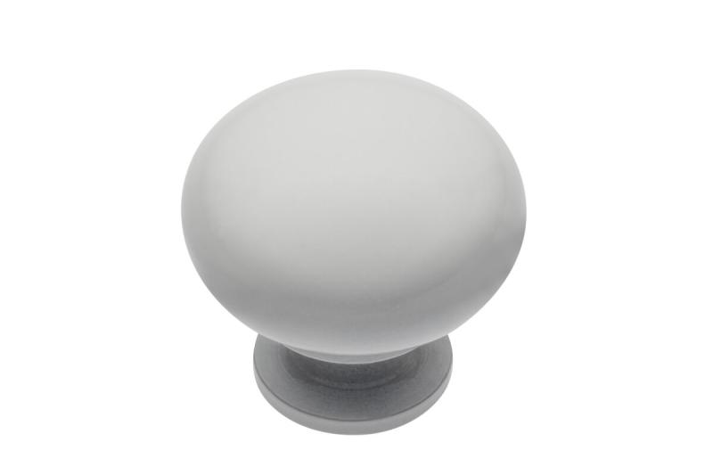 Stalen knop BERGAMO, wit glanzend - Set van 11