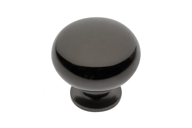 Stalen knop BERGAMO, zwart verchroomd - Set van 9