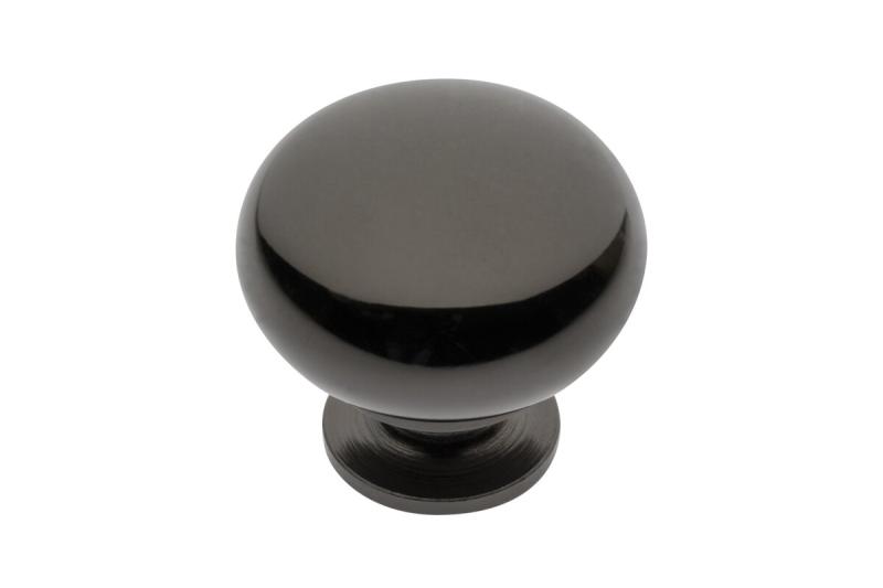 Stalen knop BERGAMO, zwart verchroomd - Set van 9