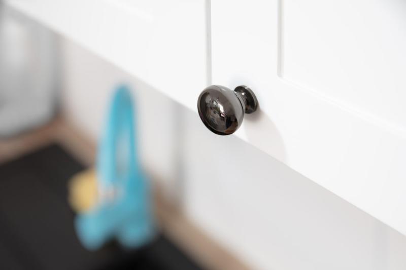 Stalen knop BERGAMO, zwart verchroomd - Set van 9