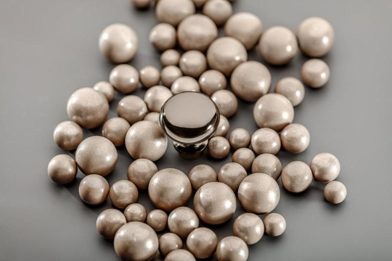 Stalen knop BERGAMO, zwart verchroomd - Set van 9