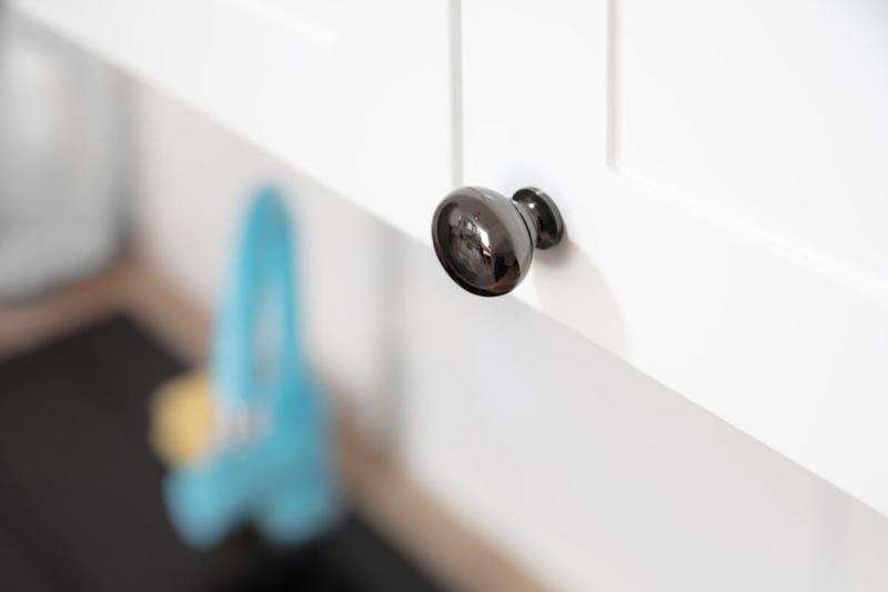 Stalen knop BERGAMO, zwart verchroomd - Set van 9