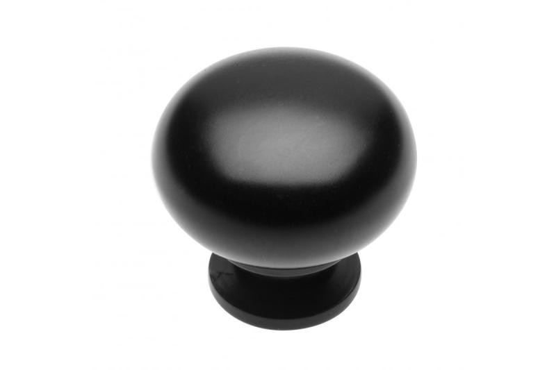 Stalen knop BERGAMO, matzwart - Set van 12